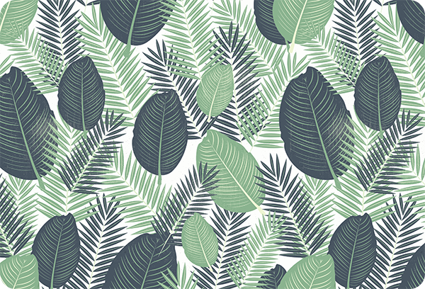 Vinyl rug flowers in jungle green foliage - TenStickers