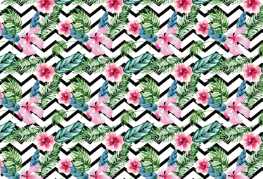 Vinyl rug flowers zigzag tropical patterns - TenStickers