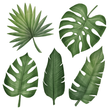 Vinyl rug flowers with large green leaves - TenStickers