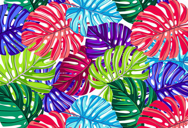 Vinyl rug flowers monstera tropical design - TenStickers