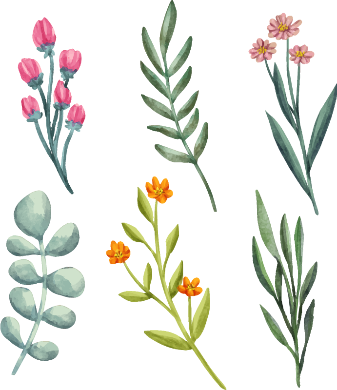 Vinyl rug flowers with plant branches design - TenStickers