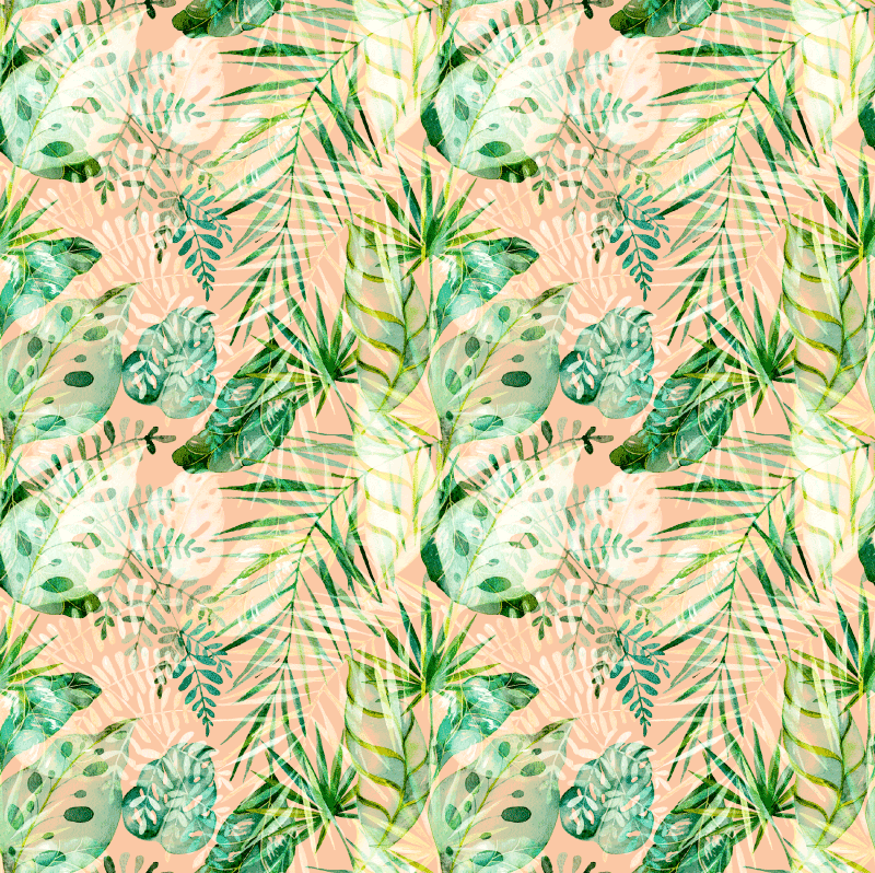 Vinyl rug flowers in pink floral leaves design - TenStickers