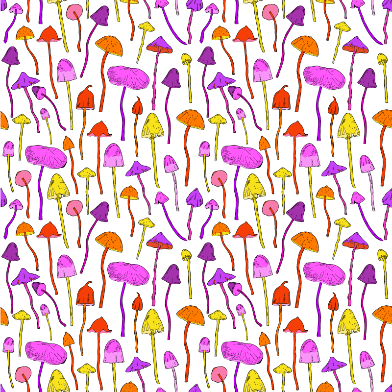 Vinyl rug flowers with psychedelic mushroom design - TenStickers