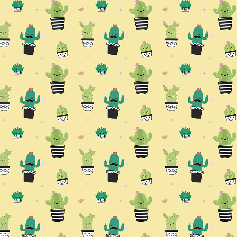 Vinyl rug flowers cactus drawing pattern - TenStickers