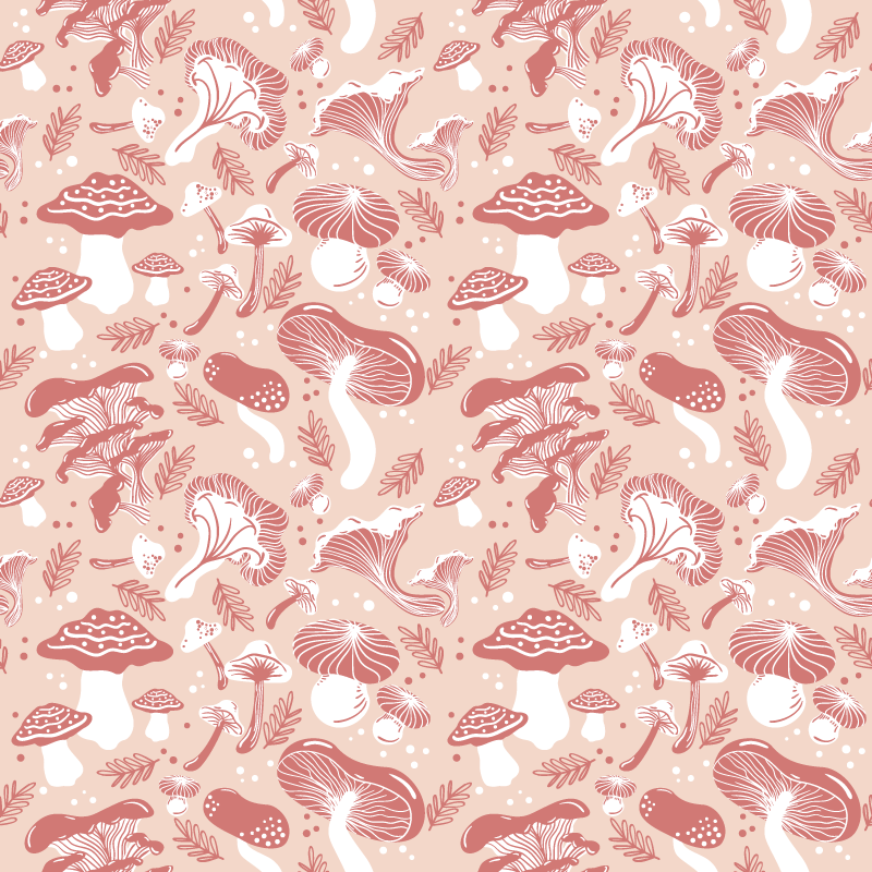 Vinyl rug flowers forest mushrooms on beige - TenStickers