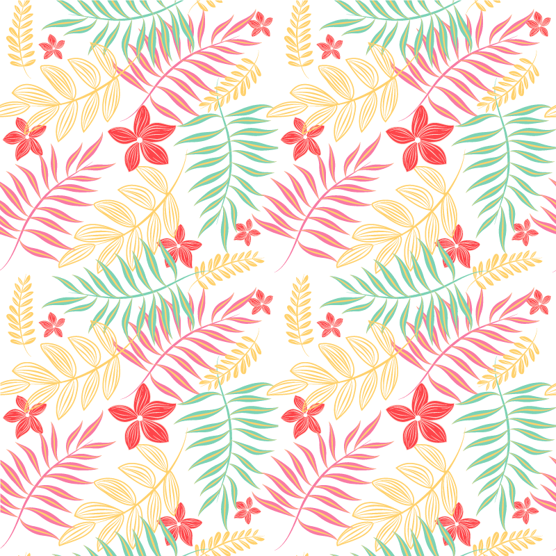 Vinyl rug flowers neon leaves pattern - TenStickers