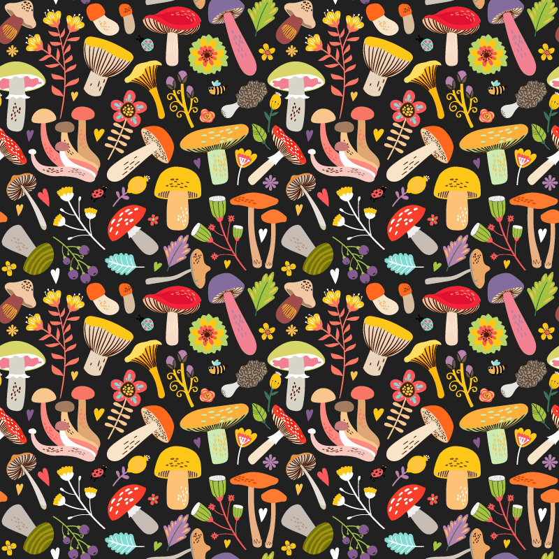 Vinyl rug flowers autumn mushroom design - TenStickers