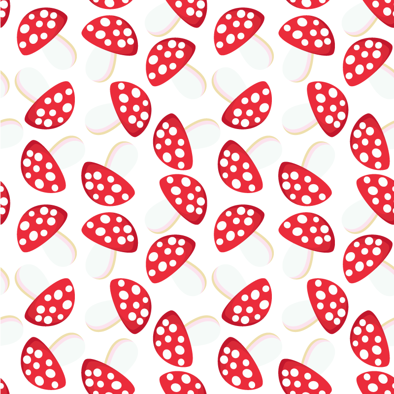 Vinyl rug flowers classical mushrooms on white - TenStickers