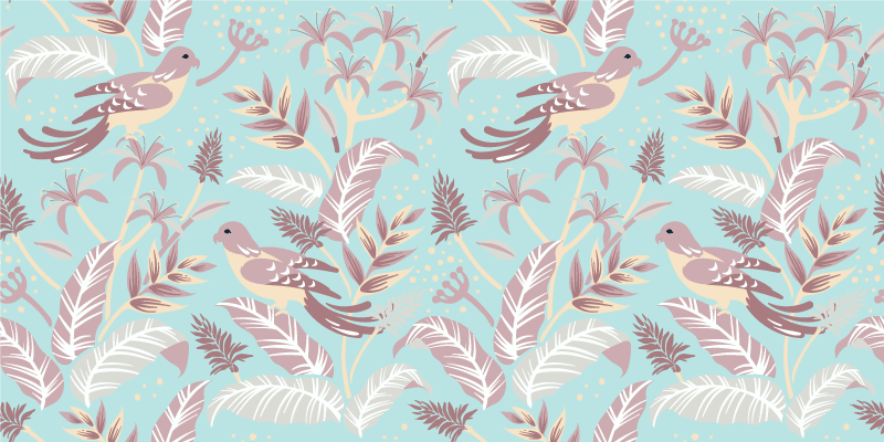Vinyl rug flowers in blue and pink floral pattern - TenStickers