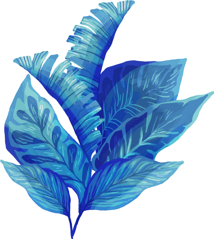 Vinyl rug flowers blue leaf arrangement - TenStickers