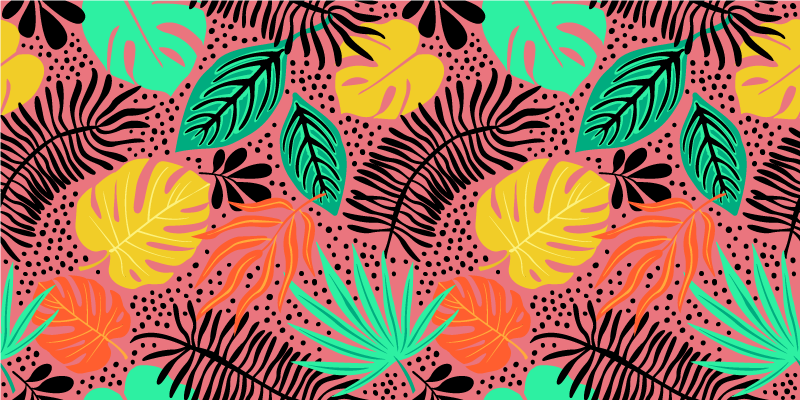 Vinyl rug flowers vibrant leafy elements - TenStickers