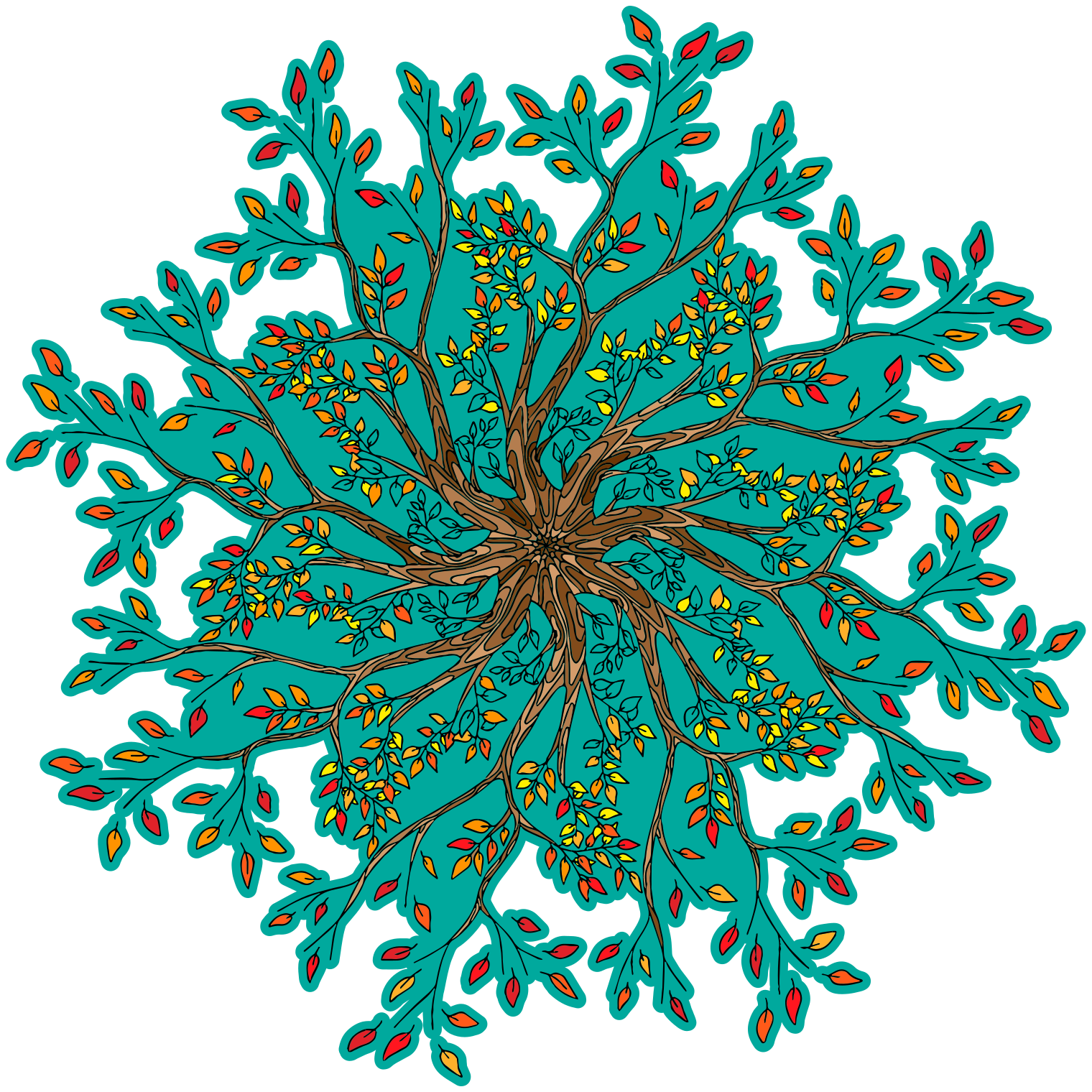 Vinyl rug flowers vibrant tree design - TenStickers