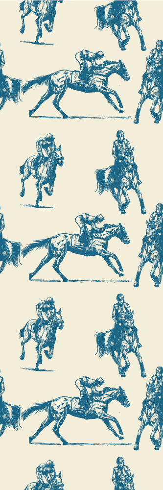 Bedroom vinyl rug with blue and beige horse pattern - TenStickers
