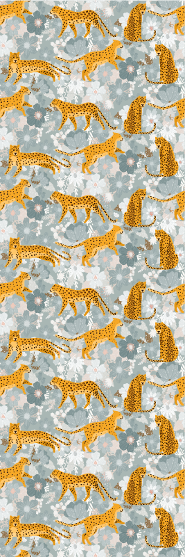 Bedroom vinyl rug featuring hand drawn exotic animals - TenStickers