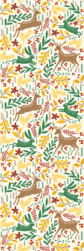 Bedroom vinyl rug with gray deer and yellow flowers - TenStickers