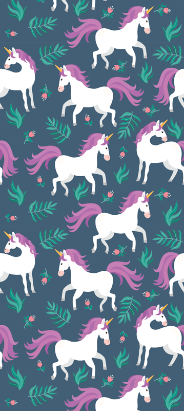 Bedroom vinyl rug with flat blue unicorn pattern - TenStickers