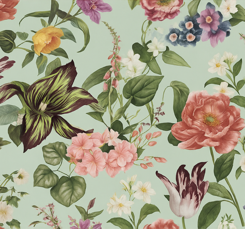 Colorful spring floral bedroom vinyl rug - TenStickers
