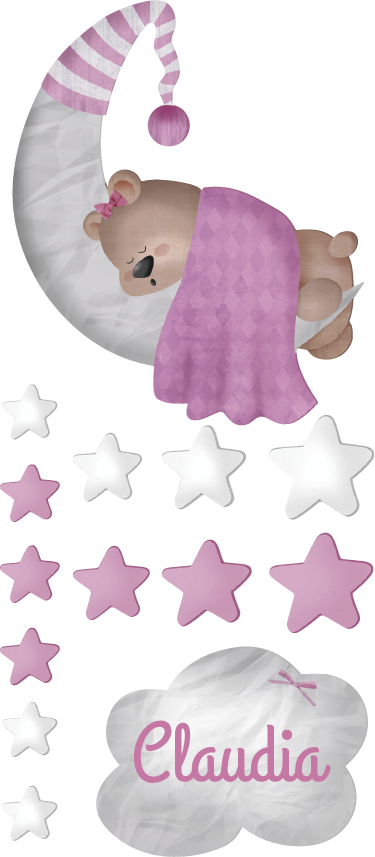 Kids vinyl rug with cloud sleeping bear design - TenStickers
