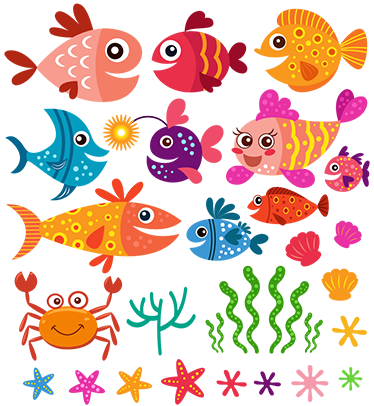 Kids vinyl rug with colorful baby fish design - TenStickers