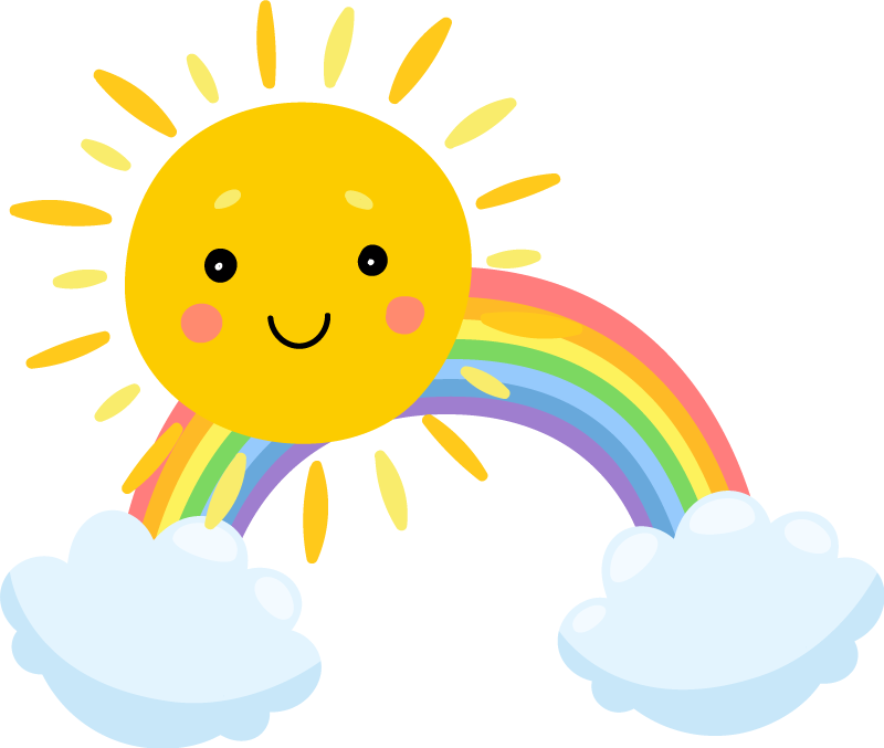 Kids vinyl rug sky cartoon sun and rainbow - TenStickers