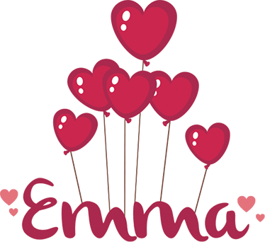 Kids vinyl rug with heart balloons and name - TenStickers