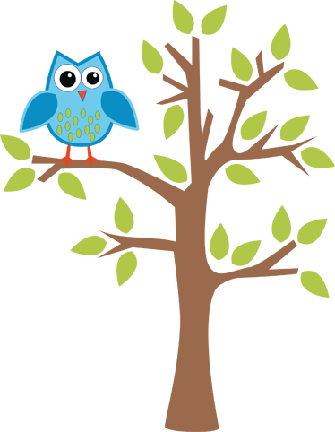 Kids vinyl rug blue owl on tree - TenStickers