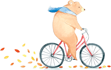 Kids vinyl rug bear riding a bicycle - TenStickers