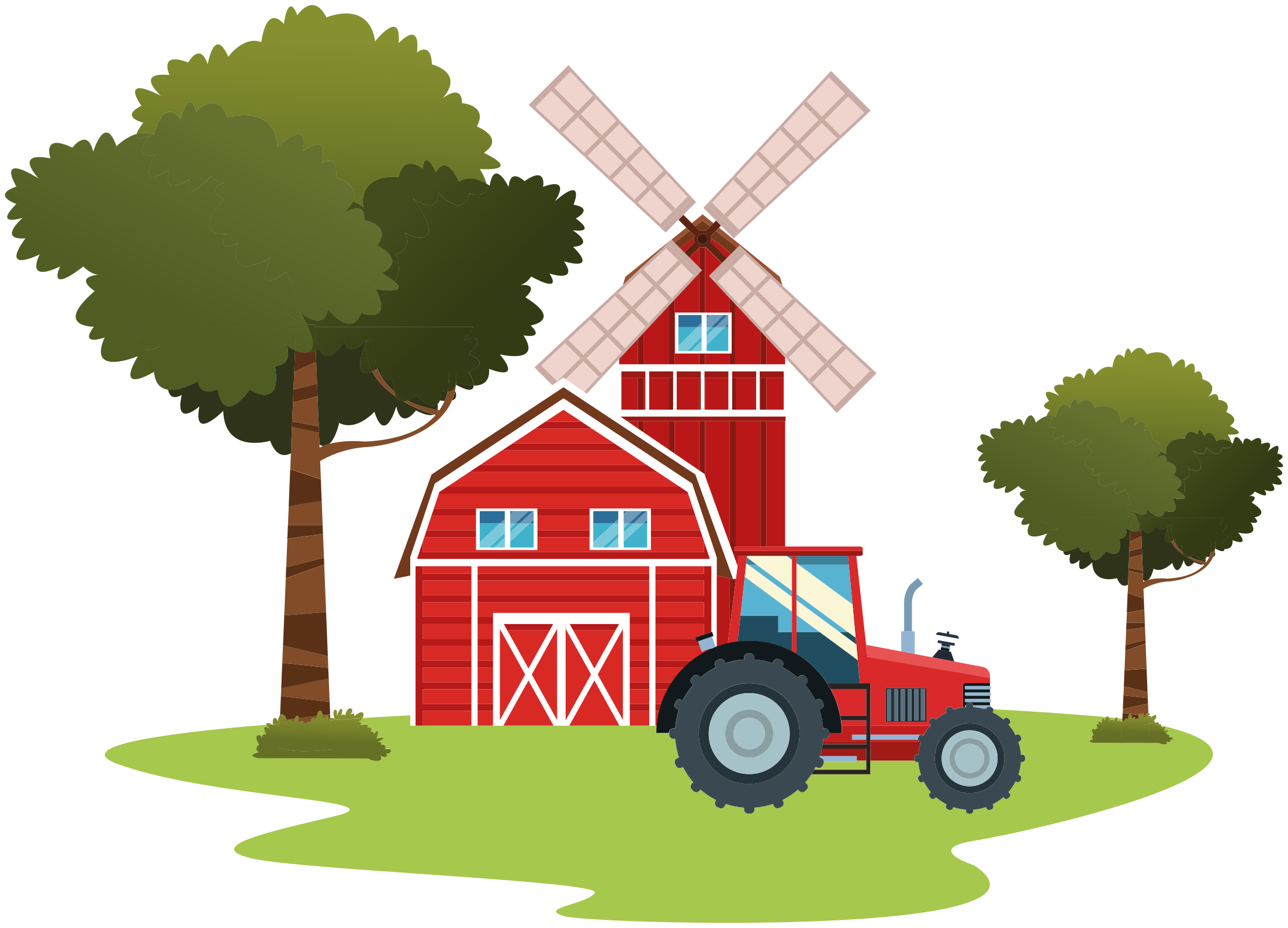 Kids vinyl rug with tractors and trees - TenStickers