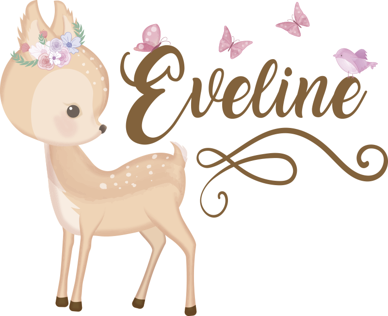 Kids vinyl rug personalised deer decal - TenStickers