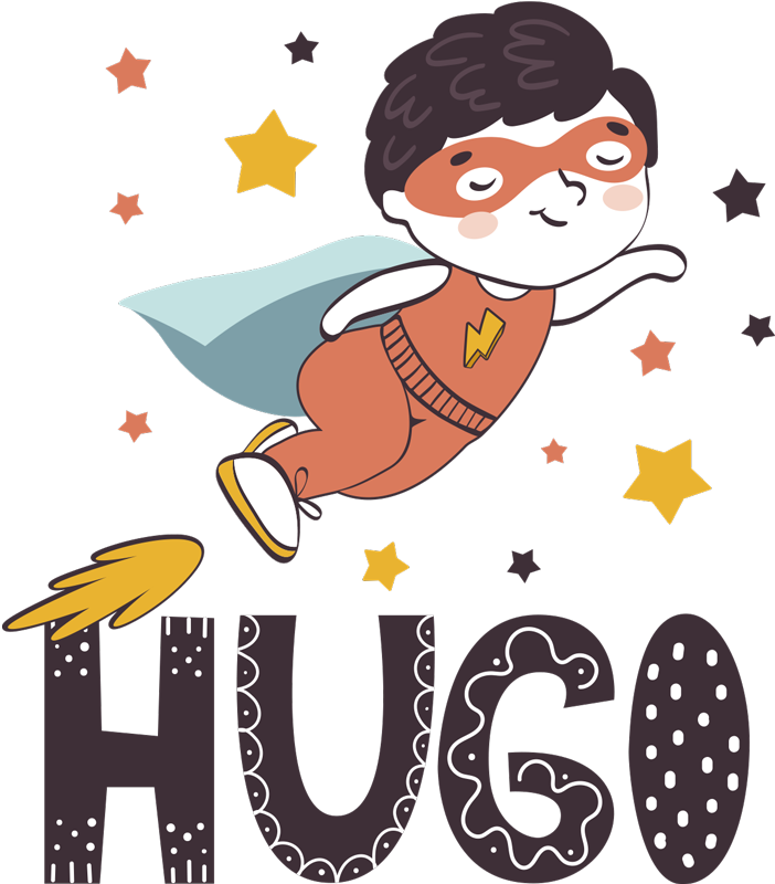 Kids vinyl rug personalized superhero name - TenStickers