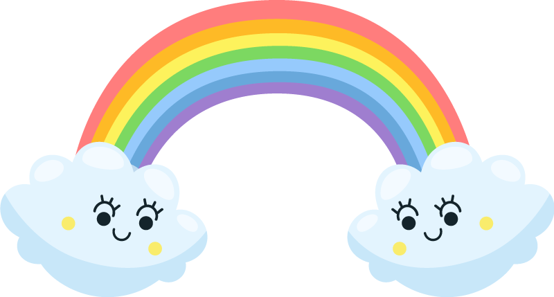 Kids vinyl rug with cute clouds and rainbows - TenStickers