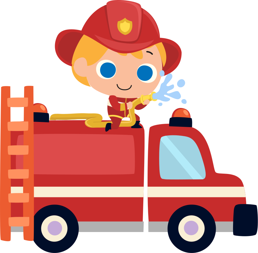 Kids vinyl rug firefighter red car man - TenStickers