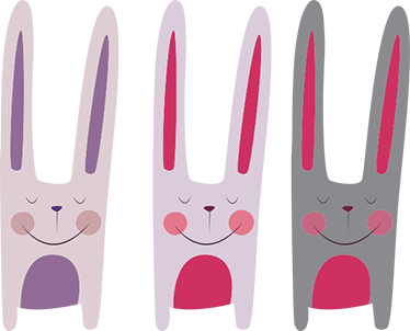 Kids vinyl rug featuring three cheerful rabbits - TenStickers
