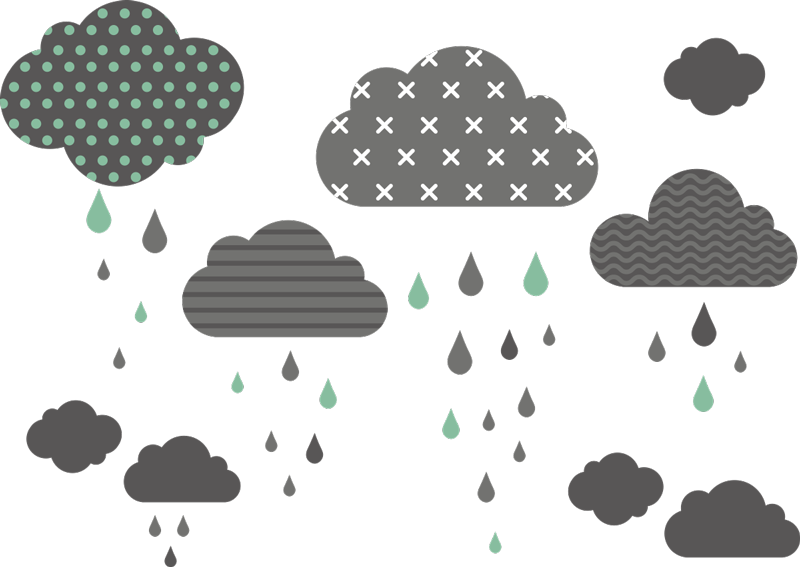 Kids vinyl rug with grey rainy clouds design - TenStickers