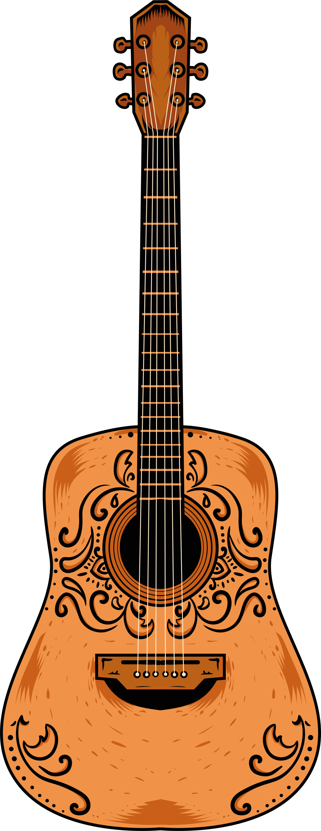 Bedroom vinyl rug with orange guitar design - TenStickers