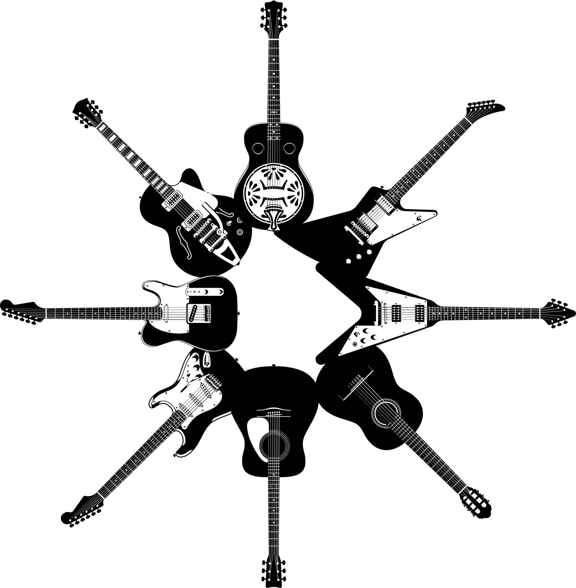 Bedroom vinyl rug with circular guitars design - TenStickers