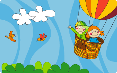 Kids vinyl rug flying in an air balloon - TenStickers
