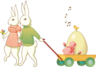 Kids vinyl rug easter bunnies - TenStickers