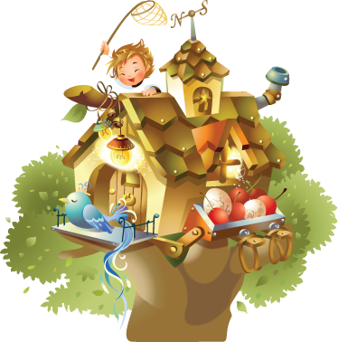 Vinyl rug gaming tree house illustration - TenStickers