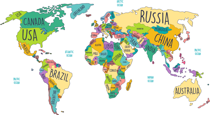 Political world map vinyl rug - TenStickers