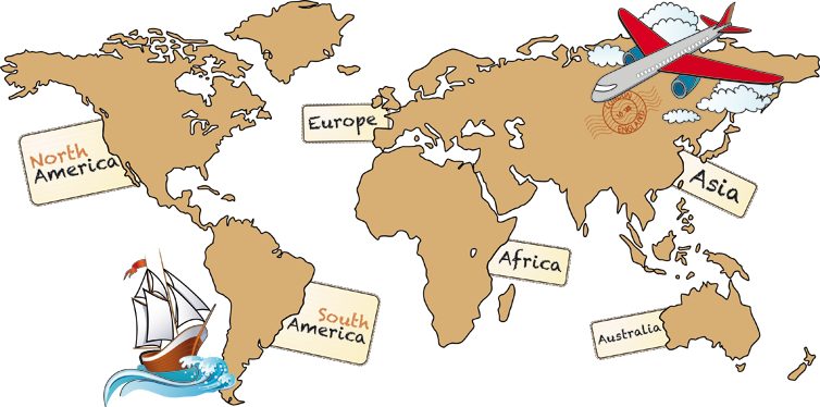 World map vinyl rug continents in english - TenStickers