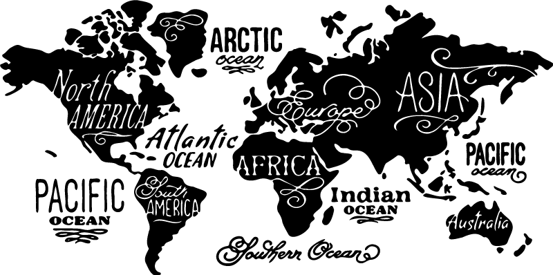 World map vinyl rug detailed design - TenStickers