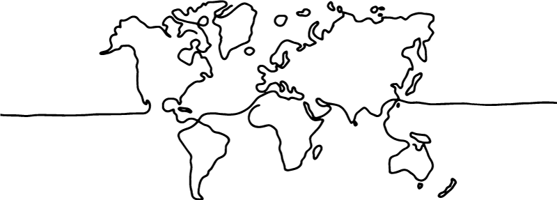 World map vinyl rug in line art style - TenStickers