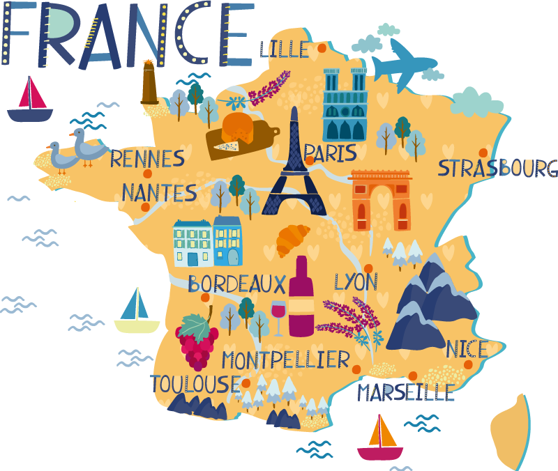 World map vinyl rug travel vinyl france - TenStickers