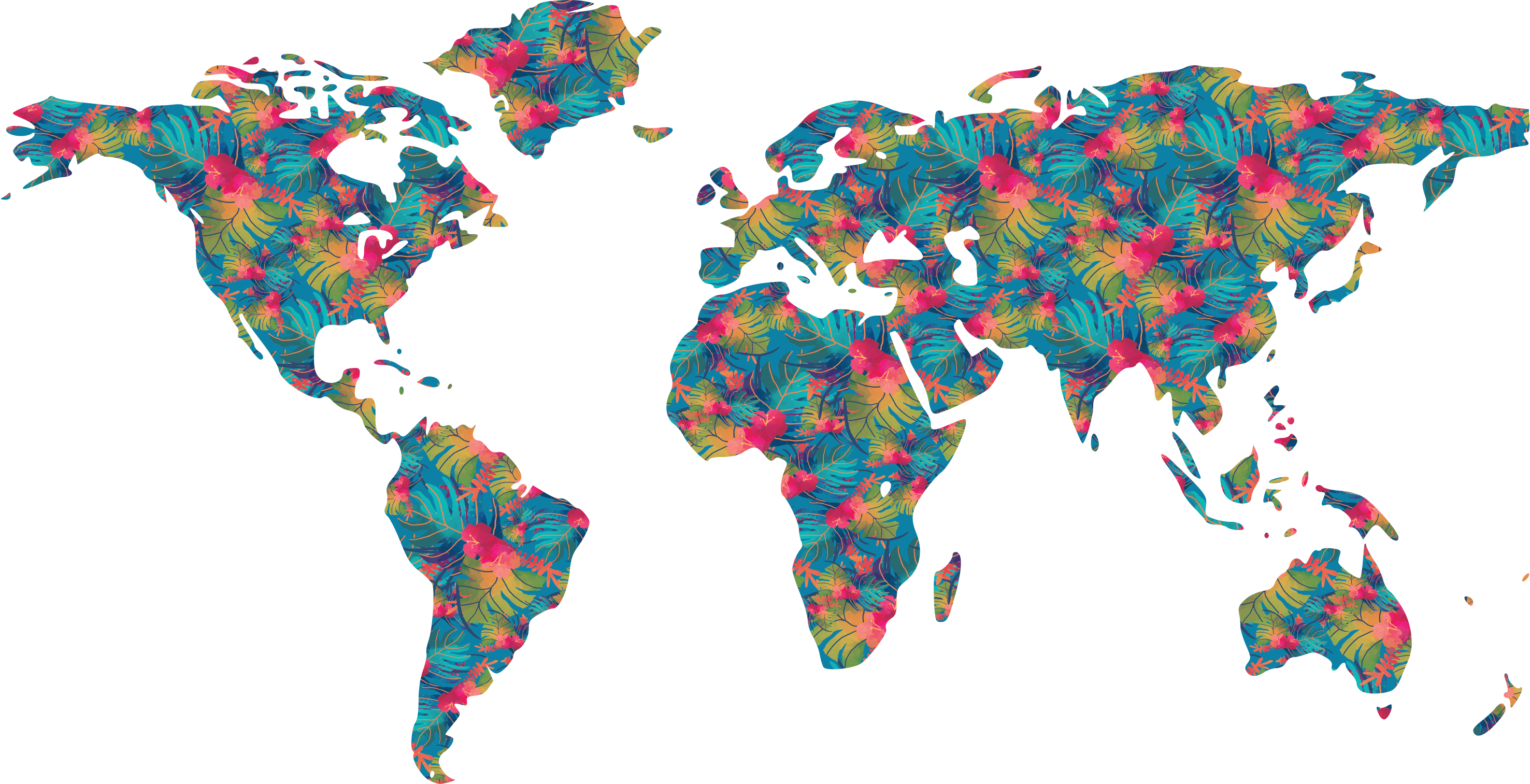 World map vinyl rug jungle print - TenStickers
