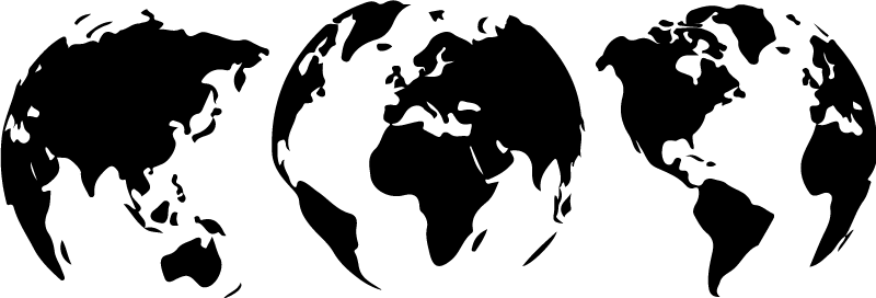 World map vinyl rug with 3 continent earth maps - TenStickers