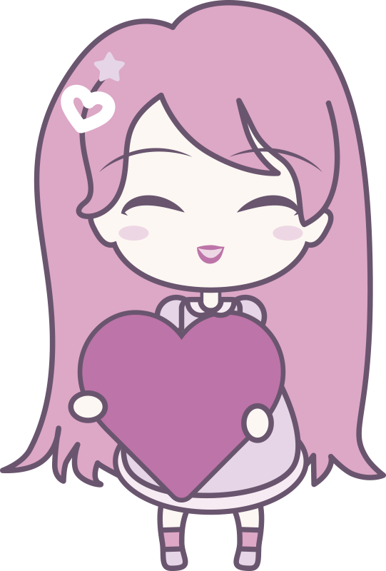 Kids vinyl rug with anime girl spreading love - TenStickers