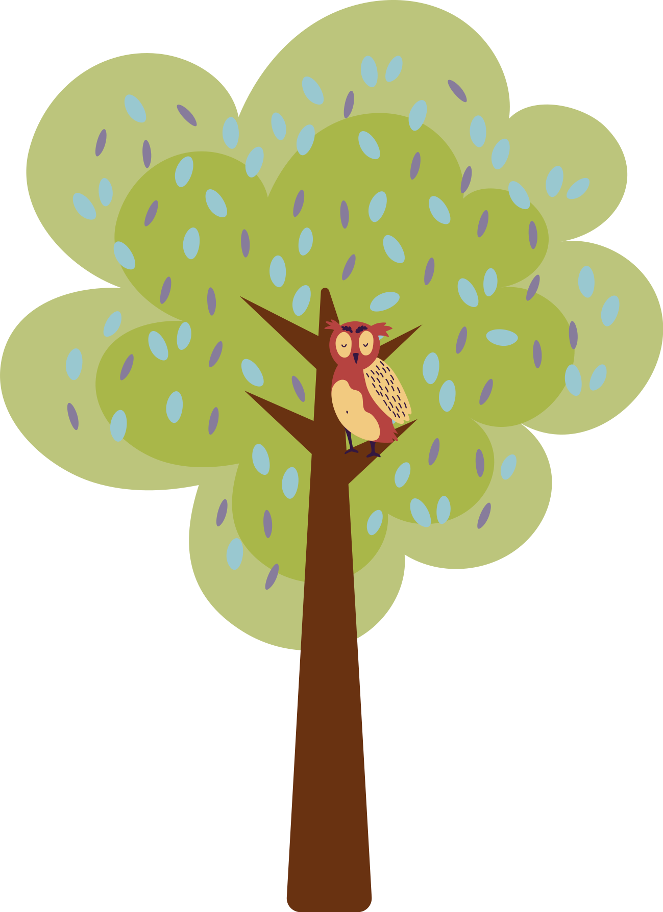 Kids vinyl rug colorful tree with owl design - TenStickers