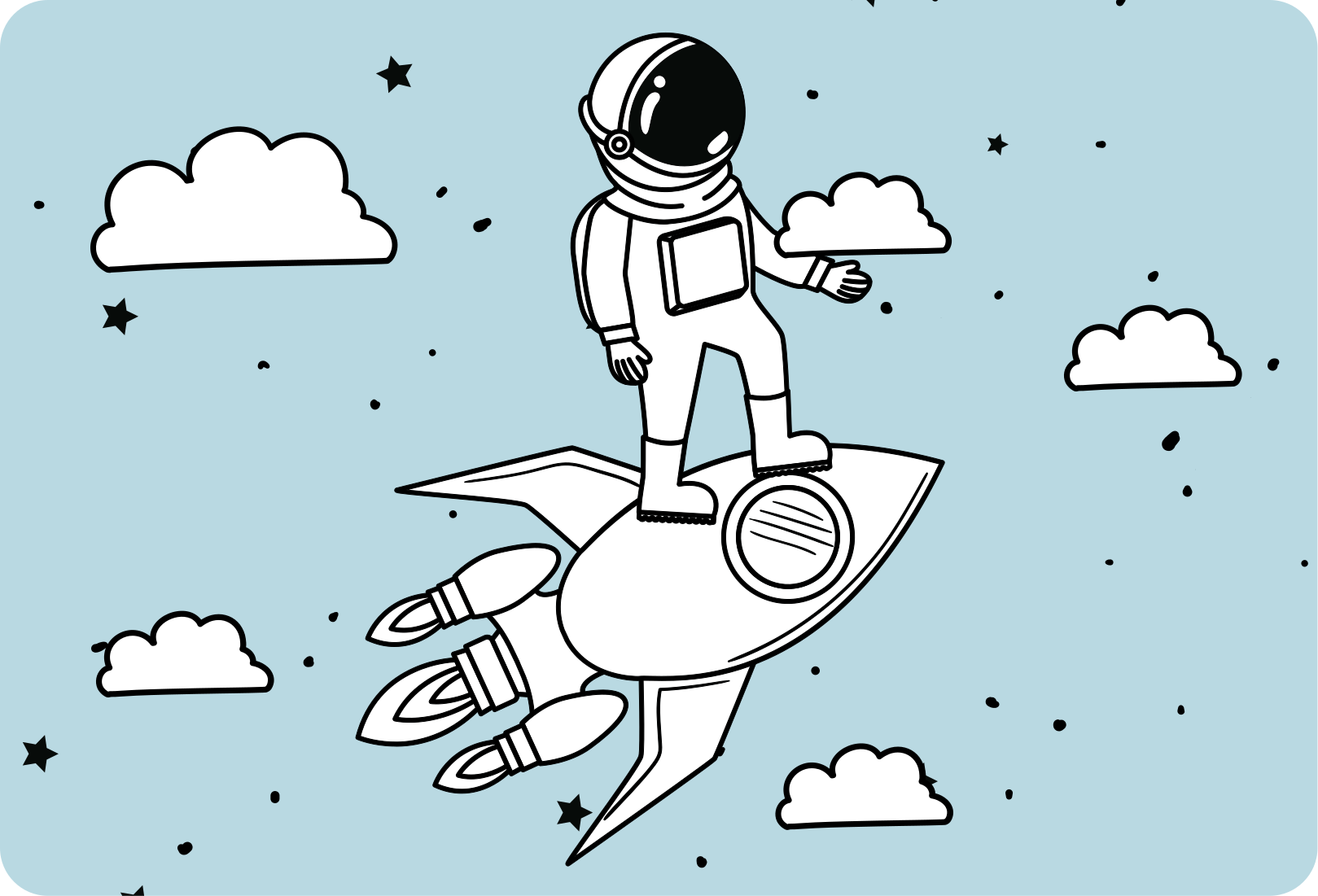 Kids vinyl rug with rocket astronaut and stars - TenStickers