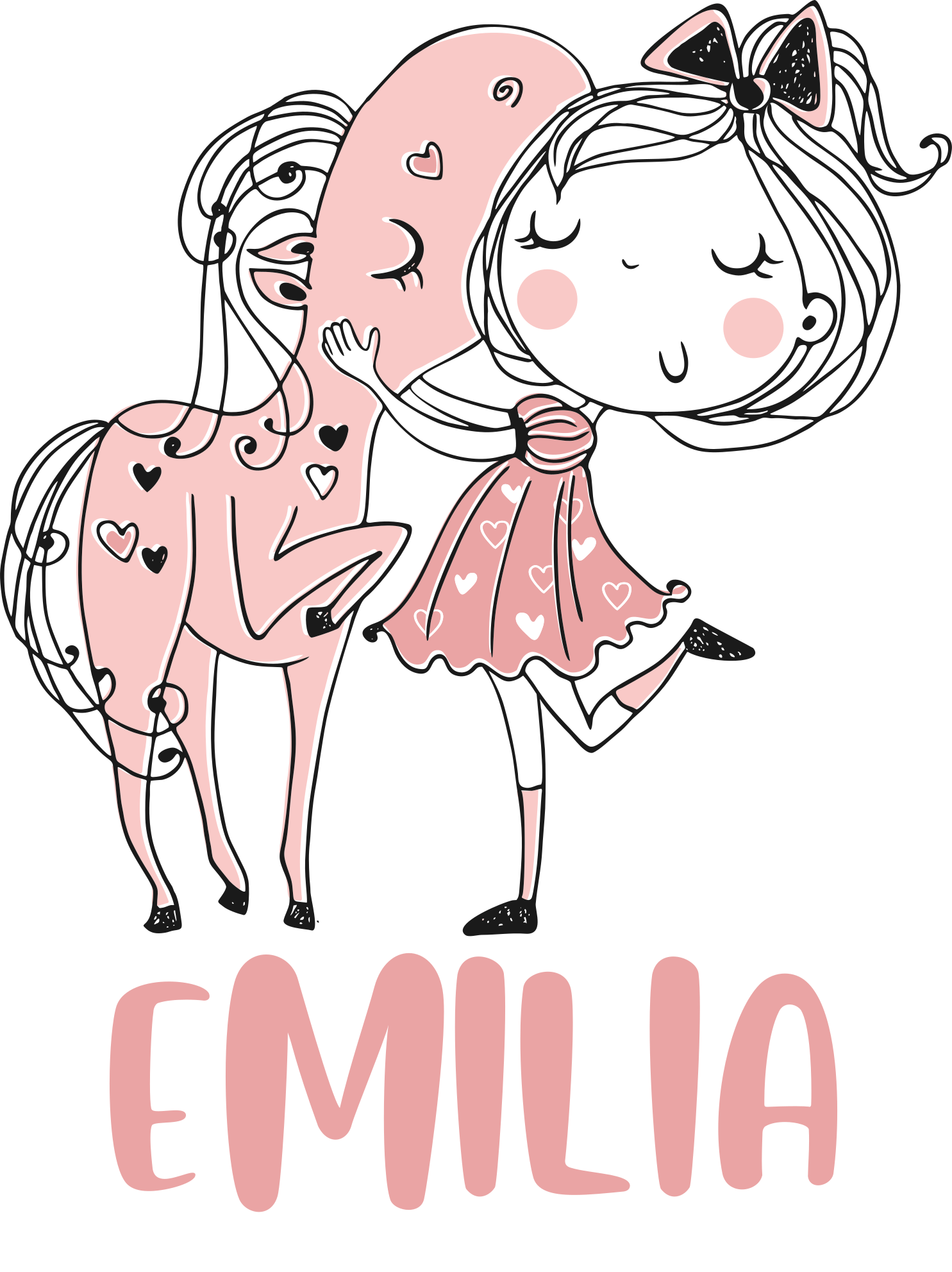 Kids vinyl rug princess in a pink dress with a horse - TenStickers